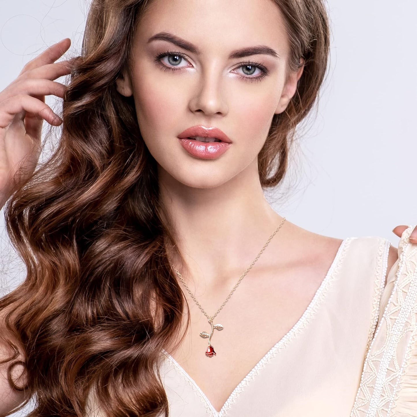 Necklaces for Women, Gold Necklace for Women Rose Necklace with Pendant, Aesthetic Necklace, Preppy Jewelry, Trendy Jewelry, Cute Necklaces for Teens and All Women Necklace